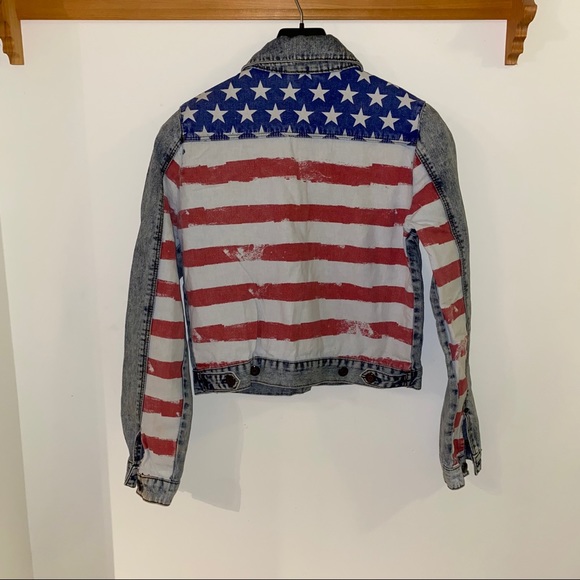 TOPSHOP American Flag printed DENIM jacket - Picture 5 of 7